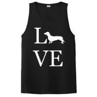 I Love Dachshund Weiner Dog Lover White Graphic Pet Owner PosiCharge Competitor Tank