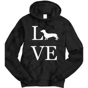 I Love Dachshund Weiner Dog Lover White Graphic Pet Owner Tie Dye Hoodie