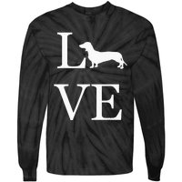 I Love Dachshund Weiner Dog Lover White Graphic Pet Owner Tie-Dye Long Sleeve Shirt