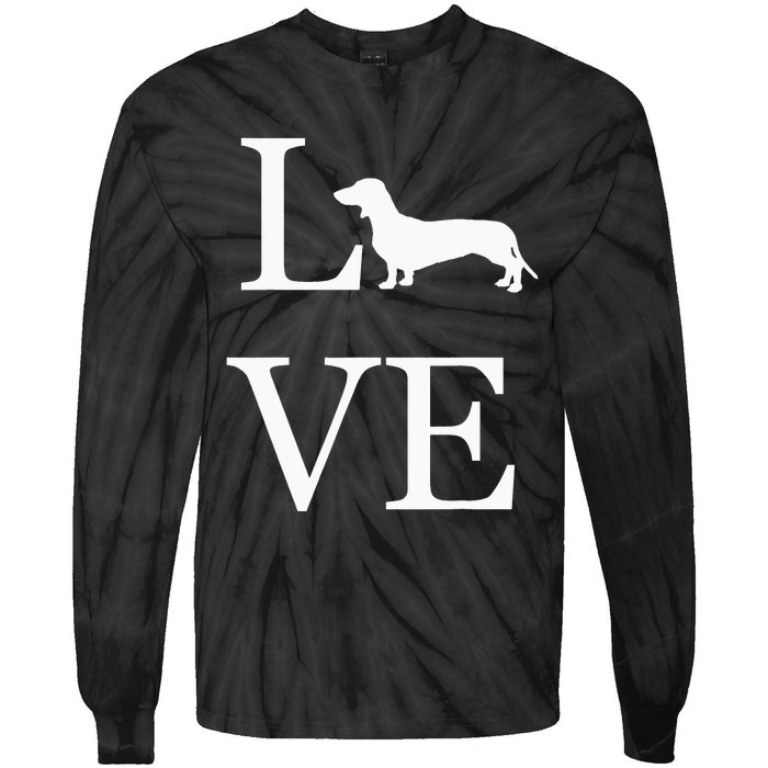 I Love Dachshund Weiner Dog Lover White Graphic Pet Owner Tie-Dye Long Sleeve Shirt