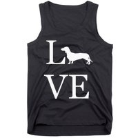 I Love Dachshund Weiner Dog Lover White Graphic Pet Owner Tank Top