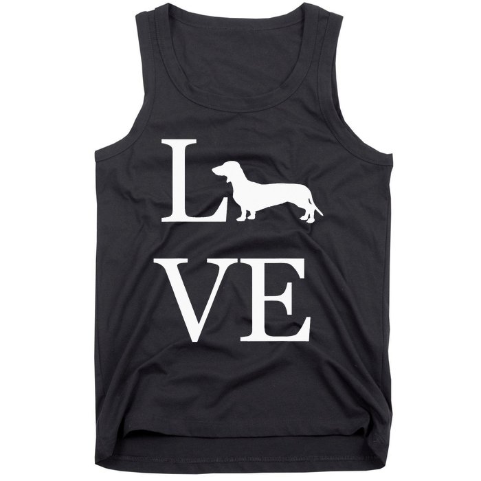 I Love Dachshund Weiner Dog Lover White Graphic Pet Owner Tank Top