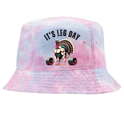 ItS Leg Day Funny Thanksgiving Gym Muscle Turkey Gift Tie-Dyed Bucket Hat