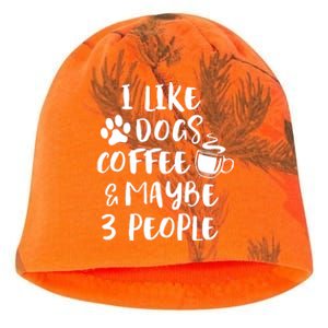 I LIKE DOGS COFFEE MAYBE 3 PEOPLE Funny Sarcastic Dog Mom Kati - Camo Knit Beanie