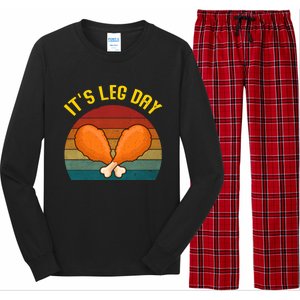 Its Leg Day Retro Turkey Legs Gift Thanksgiving Gift Long Sleeve Pajama Set