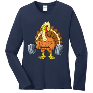 It's Leg Day Funny Thanksgiving Turkey Bodybuilding Lifting Ladies Long Sleeve Shirt