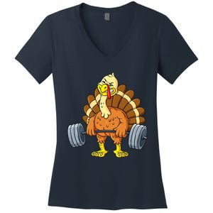 It's Leg Day Funny Thanksgiving Turkey Bodybuilding Lifting Women's V-Neck T-Shirt