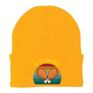 Its Leg Day Gift Funny Retro Turkey Leg Thanksgiving Cute Gift Knit Cap Winter Beanie