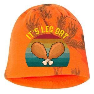 Its Leg Day Gift Funny Retro Turkey Leg Thanksgiving Cute Gift Kati - Camo Knit Beanie