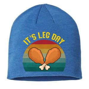 Its Leg Day Gift Funny Retro Turkey Leg Thanksgiving Cute Gift Sustainable Beanie