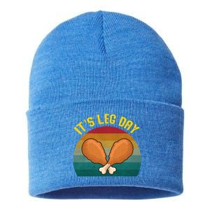 Its Leg Day Gift Funny Retro Turkey Leg Thanksgiving Cute Gift Sustainable Knit Beanie