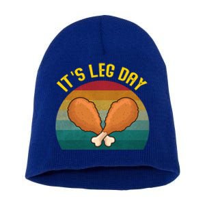 Its Leg Day Gift Funny Retro Turkey Leg Thanksgiving Cute Gift Short Acrylic Beanie