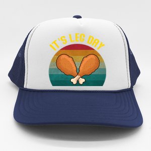 Its Leg Day Gift Funny Retro Turkey Leg Thanksgiving Cute Gift Trucker Hat