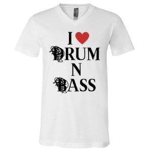 I Love Drum And Bass Rock V-Neck T-Shirt