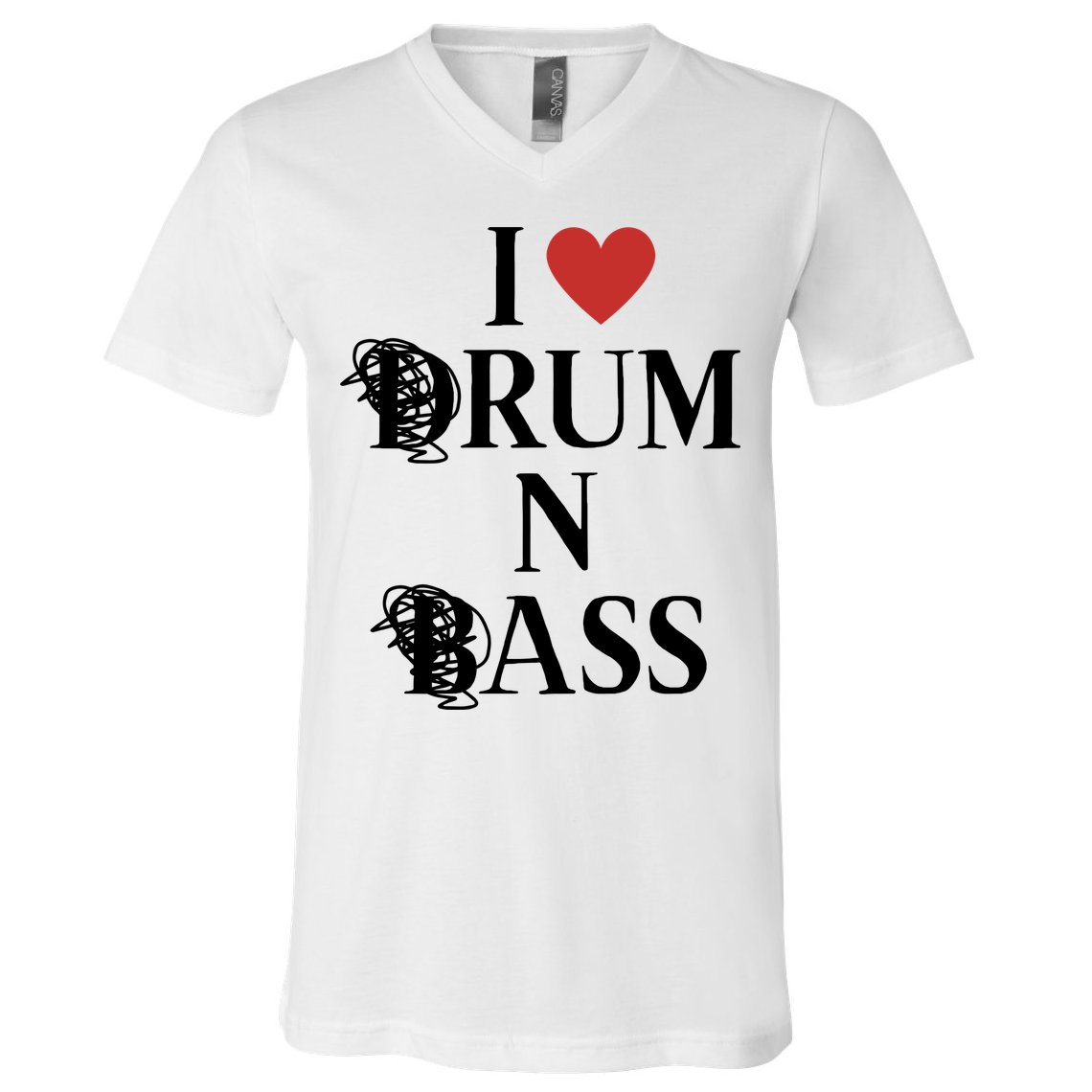 I Love Drum And Bass Rock V-Neck T-Shirt
