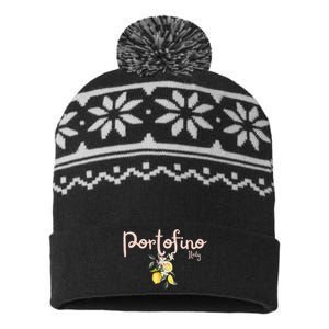 Italy Lemon Design Portofino Italy Souvenir Italy Lover USA-Made Snowflake Beanie