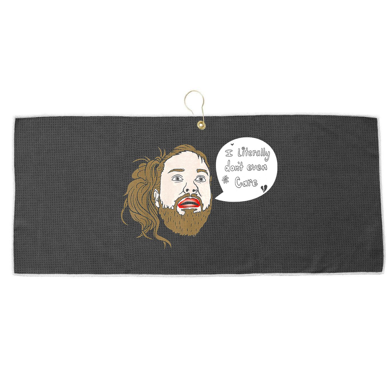 I Literally Don't Even Care Large Microfiber Waffle Golf Towel