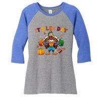 ItS Leg Day Turkey Running Funny Thanksgiving Leg Day Gift Women's Tri-Blend 3/4-Sleeve Raglan Shirt