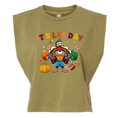 ItS Leg Day Turkey Running Funny Thanksgiving Leg Day Gift Garment-Dyed Women's Muscle Tee