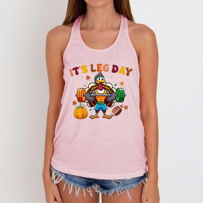 ItS Leg Day Turkey Running Funny Thanksgiving Leg Day Gift Women's Knotted Racerback Tank