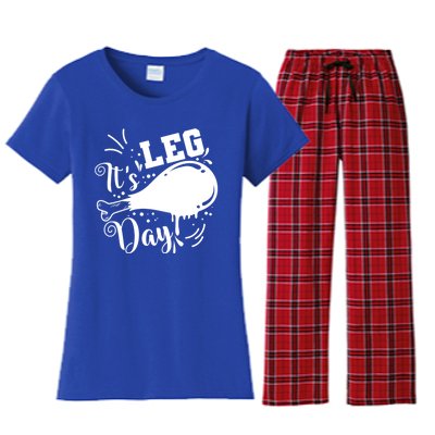 Its Leg Day Turkey Usa Family Thanksgiving Gift Women's Flannel Pajama Set