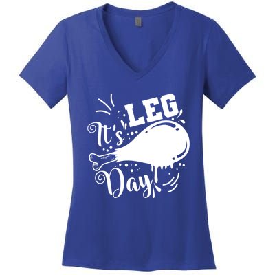 Its Leg Day Turkey Usa Family Thanksgiving Gift Women's V-Neck T-Shirt