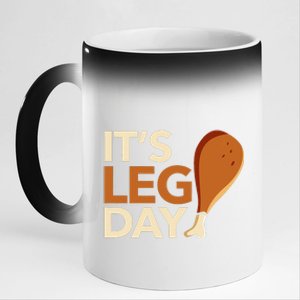 ItS Leg Day Funny Workout Turkey Thanksgiving Food Pilgrim 11oz Black Color Changing Mug