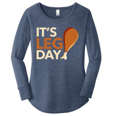 ItS Leg Day Funny Workout Turkey Thanksgiving Food Pilgrim Women's Perfect Tri Tunic Long Sleeve Shirt