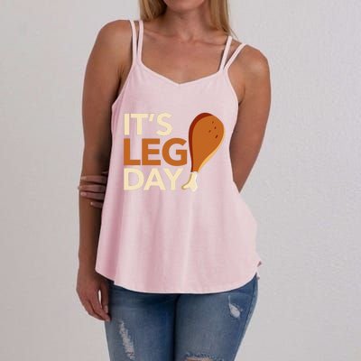 ItS Leg Day Funny Workout Turkey Thanksgiving Food Pilgrim Women's Strappy Tank