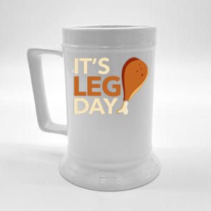 ItS Leg Day Funny Workout Turkey Thanksgiving Food Pilgrim Beer Stein