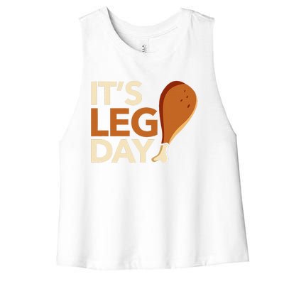 ItS Leg Day Funny Workout Turkey Thanksgiving Food Pilgrim Women's Racerback Cropped Tank