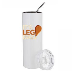 ItS Leg Day Funny Workout Turkey Thanksgiving Food Pilgrim Stainless Steel Tumbler