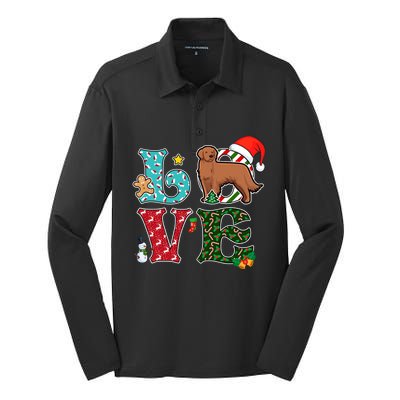 I Love Dog Retriever Christmas Gift Silk Touch Performance Long Sleeve Polo