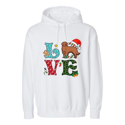 I Love Dog Retriever Christmas Gift Garment-Dyed Fleece Hoodie