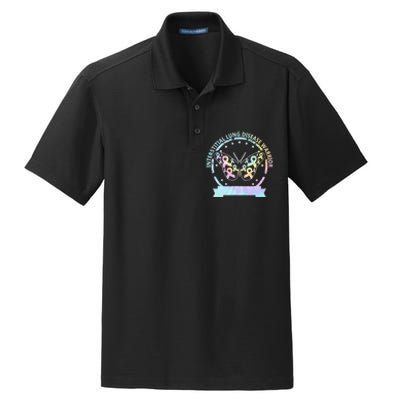 Interstitial Lung Disease betterfly ribbon awareness Tie Dye Dry Zone Grid Polo