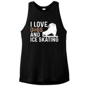 I Love Dogs And Ice Skating, Funny Ice Skater & Dog Lover Ladies PosiCharge Tri-Blend Wicking Tank