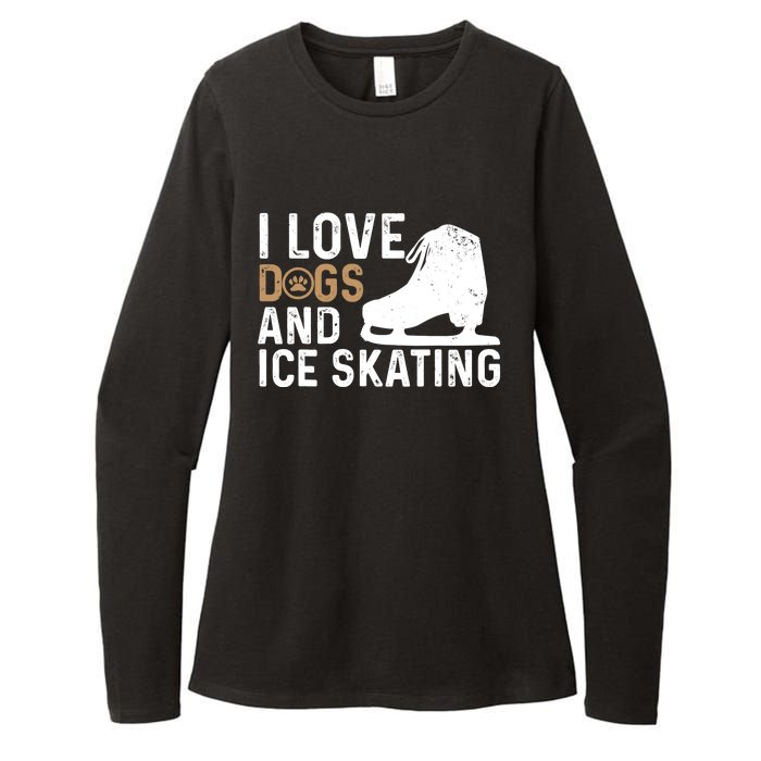 I Love Dogs And Ice Skating, Funny Ice Skater & Dog Lover Womens CVC Long Sleeve Shirt