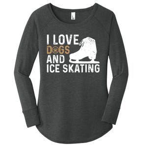 I Love Dogs And Ice Skating, Funny Ice Skater & Dog Lover Women's Perfect Tri Tunic Long Sleeve Shirt