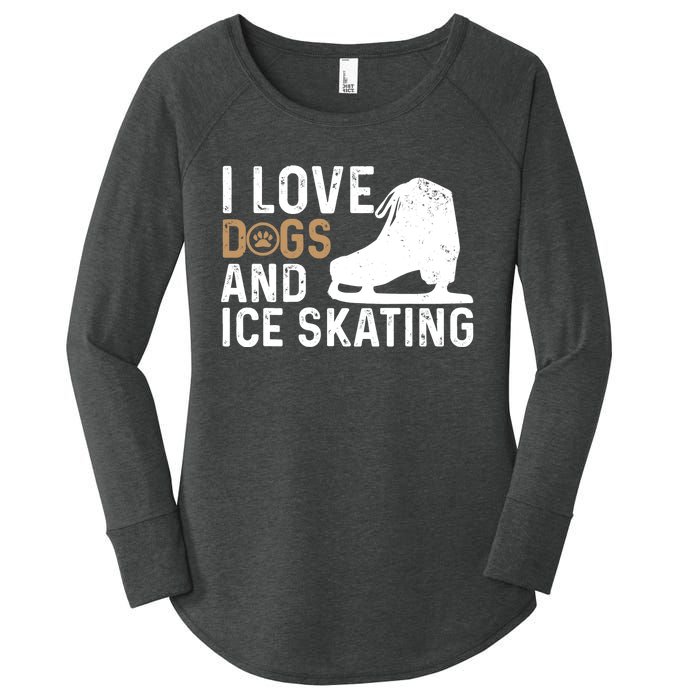 I Love Dogs And Ice Skating, Funny Ice Skater & Dog Lover Women's Perfect Tri Tunic Long Sleeve Shirt