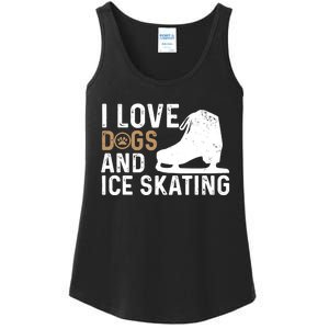 I Love Dogs And Ice Skating, Funny Ice Skater & Dog Lover Ladies Essential Tank