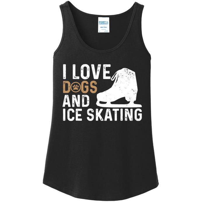 I Love Dogs And Ice Skating, Funny Ice Skater & Dog Lover Ladies Essential Tank