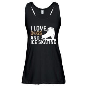 I Love Dogs And Ice Skating, Funny Ice Skater & Dog Lover Ladies Essential Flowy Tank