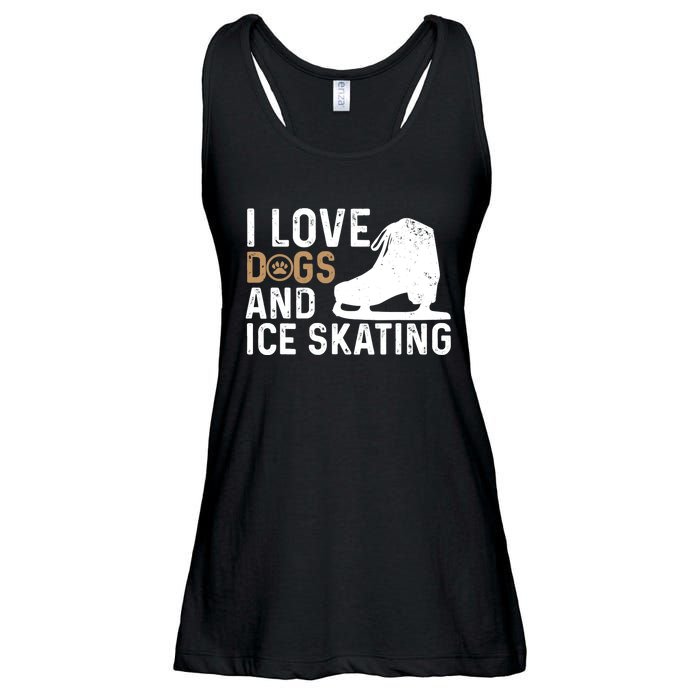 I Love Dogs And Ice Skating, Funny Ice Skater & Dog Lover Ladies Essential Flowy Tank