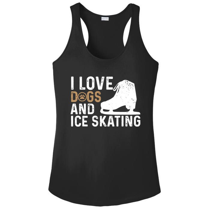 I Love Dogs And Ice Skating, Funny Ice Skater & Dog Lover Ladies PosiCharge Competitor Racerback Tank