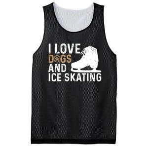 I Love Dogs And Ice Skating, Funny Ice Skater & Dog Lover Mesh Reversible Basketball Jersey Tank