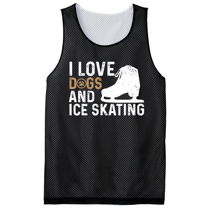 I Love Dogs And Ice Skating, Funny Ice Skater & Dog Lover Mesh Reversible Basketball Jersey Tank