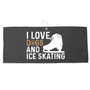 I Love Dogs And Ice Skating, Funny Ice Skater & Dog Lover Large Microfiber Waffle Golf Towel