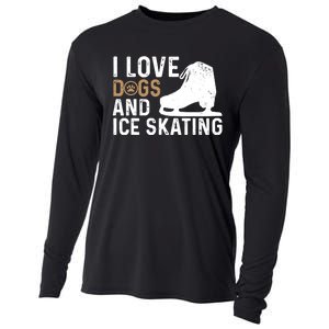 I Love Dogs And Ice Skating, Funny Ice Skater & Dog Lover Cooling Performance Long Sleeve Crew