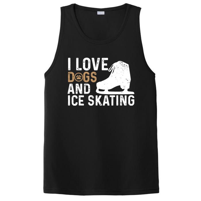 I Love Dogs And Ice Skating, Funny Ice Skater & Dog Lover PosiCharge Competitor Tank