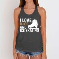 I Love Dogs And Ice Skating, Funny Ice Skater & Dog Lover Women's Knotted Racerback Tank